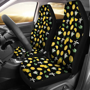 Black With Lemon Pattern Car Seat Covers Set  of 2
