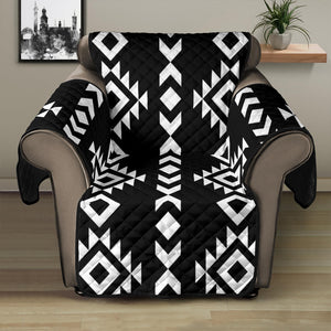 Black With White Ethnic Tribal Pattern 28" Seat Width Recliner Protector Slipcover