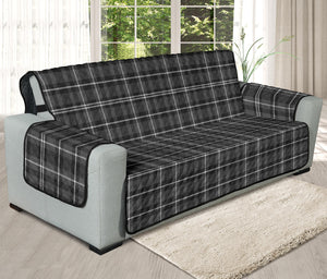 Gray, Black and White Plaid Oversized Sofa Slipcover For 78" Seat Width Couches