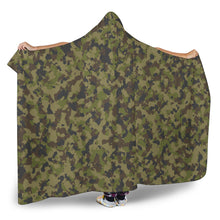 Load image into Gallery viewer, Camouflage Hooded Sherpa Lined Blanket Brown, Black, Green, Pattern
