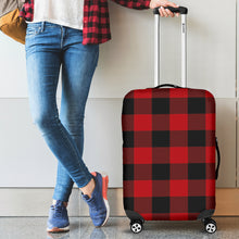 Load image into Gallery viewer, Red and Black Buffalo Plaid Luggage Cover Suitcase Protector
