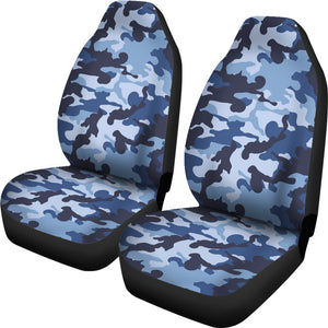 Blue Camouflage Car Seat Covers Camo Pattern Seat Protectors Set