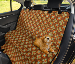 Brown With Orange Retro Hippie Flowers Pet Hammock Back Seat Cover