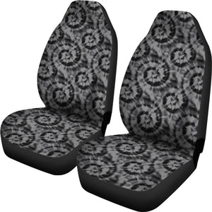 Black and Gray Tie Dye Car Seat Covers Front Seat Protectors