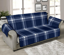 Load image into Gallery viewer, Navy Blue and White Plaid Tartan Furniture Slipcovers
