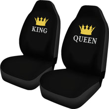 Load image into Gallery viewer, King and Queen His and Hers Car Seat Covers Set In Black
