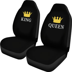 King and Queen His and Hers Car Seat Covers Set In Black