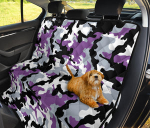 Purple, Black, Gray and White Camouflage Back Bench Seat Cover Camo Pattern Protector For Pets