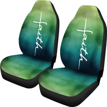 Load image into Gallery viewer, Faith Green and Blue Watercolor Car Seat Covers Religious Christian Themed
