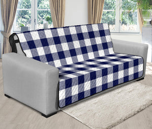 Navy Blue Marled Buffalo Check Furniture Slipcovers