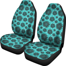 Load image into Gallery viewer, Teal With Gray Daisies Rustic Pattern Car Seat Covers
