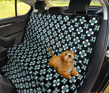 Load image into Gallery viewer, Black With Teal and White Retro Hippie Flowers Pet Hammock Back Seat Cover For Dogs
