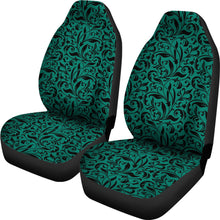 Load image into Gallery viewer, Emerald Green Car Seat Covers Set With Black Vintage Floral Design
