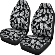 Load image into Gallery viewer, Black With Gray and White Butterflies Car Seat Covers

