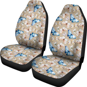 Tan With Watercolor Butterfly Pattern Car Seat Covers