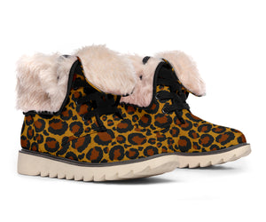 Leopard Print Snow Boots With Faux Fur Lining
