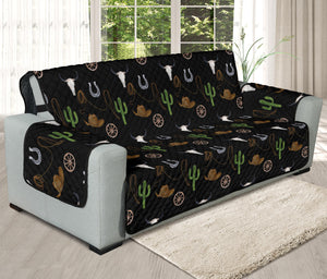 Western Cowboy Pattern on Black Furniture Slipcover Protectors