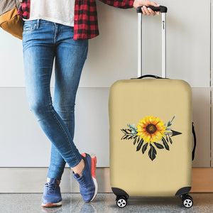 Sunflower Dreamcatcher on Straw Colored Luggage Cover Suitcase Protector