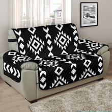 Load image into Gallery viewer, Black and White Ethnic Tribal Pattern on 48&quot; Chair and a Half Sized Sofa Protector Couch Slipcover
