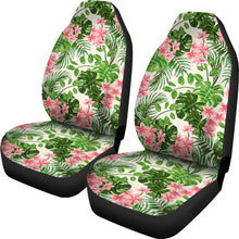 Load image into Gallery viewer, Pink and Green Tropical Car Seat Covers With Flowers
