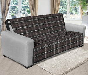 Brown, Black and White Plaid Tartan 70" Futon Sofa Couch Protector Cover
