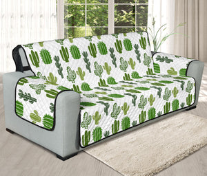 White With Green Cactus Pattern Furniture Slipcovers