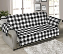 Load image into Gallery viewer, Black White Buffalo Plaid 70&quot; Sofa Couch Protector
