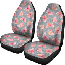 Load image into Gallery viewer, Gray White Leaves and Pink Butterfly Car Seat Covers
