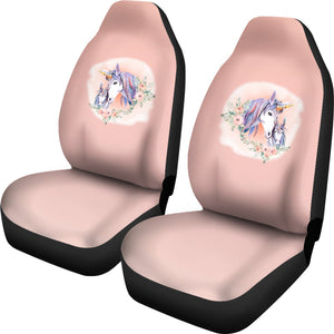 Unicorns on Peach Watercolor Ombre Car Seat Covers