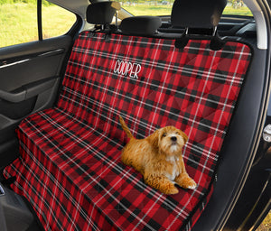 Cooper Custom Back Seat Cover For Pets Red, Black, White Plaid Tartan