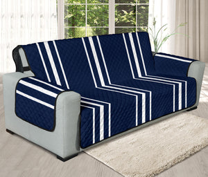 Navy Blue With White Stripes Oversized Sofa Protector For Up To 78" Seat Width Couches