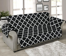 Load image into Gallery viewer, Black and White Quatrefoil Pattern Furniture Slipcover Protectors
