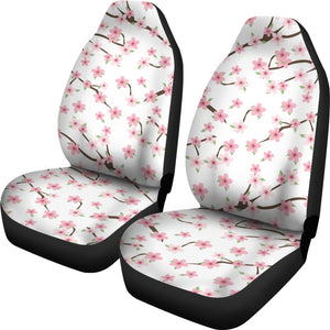 White With Cherry Blossoms Seat Covers