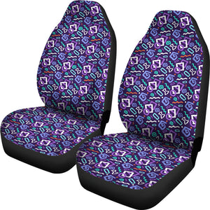 Black With Purple 80's Pattern Car Seat Covers