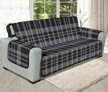 Load image into Gallery viewer, Gray, Black and White Plaid Tartan Sofa Protector For Oversized 78&quot; Seat Width Couches
