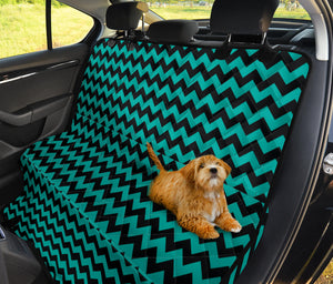 Teal and Black Chevron Pet Seat Cover For Back Bench Seat