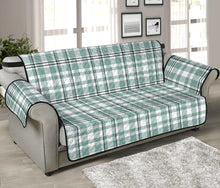 Load image into Gallery viewer, Mint, White and Black Plaid Tartan Furniture Slipcovers
