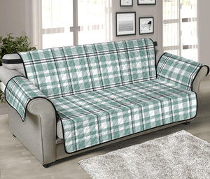 Mint, White and Black Plaid Tartan Furniture Slipcovers