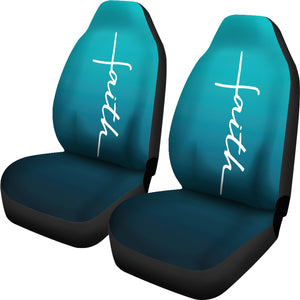 Faith Teal Ombre Car Seat Covers Religious Christian Themed