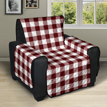 Load image into Gallery viewer, Burgundy and White Gingham Pattern Recliner Slipcover
