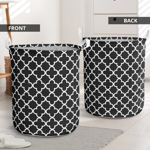 Black and White Quatrefoil Laundry Basket Hamper Storage Bin