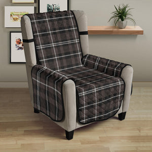 Brown, Black and White Plaid Tartan 23" Chair, Sofa, Couch Protector, Slip Cover, Cover