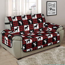 Load image into Gallery viewer, Moose Buffalo Plaid Patchwork Furniture Slipcovers In Red, White and Black
