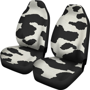 Cow Hide Print Car Seat Covers Black and White Rustic Pattern