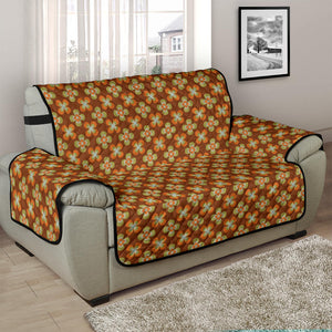 Brown and Orange Retro Flower Pattern Furniture Protector Slipcovers