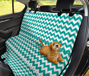 Teal and White Chevron Pet Seat Cover Back Bench Protector
