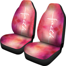 Load image into Gallery viewer, Faith Word Cross In White On Pink Watercolor Car Seat Covers Religious Christian Themed

