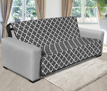 Load image into Gallery viewer, Dark Gray and White Quatrefoil Furniture Slipcover Protectors
