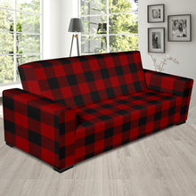 Load image into Gallery viewer, Red and Black Buffalo Plaid Large Print Sofa Stretch Slipcover
