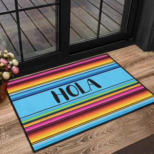 Hola Doormat With Colorful Serape Mexican Style Pattern